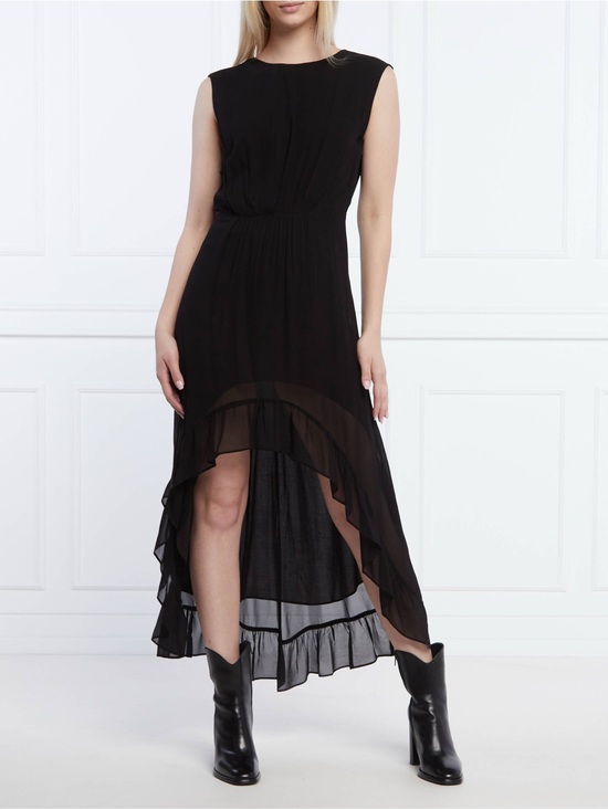 The Kooples Dresses & Skirts - The Kooples Long Draped Black Sleeveless High-Low Ruffle Dress